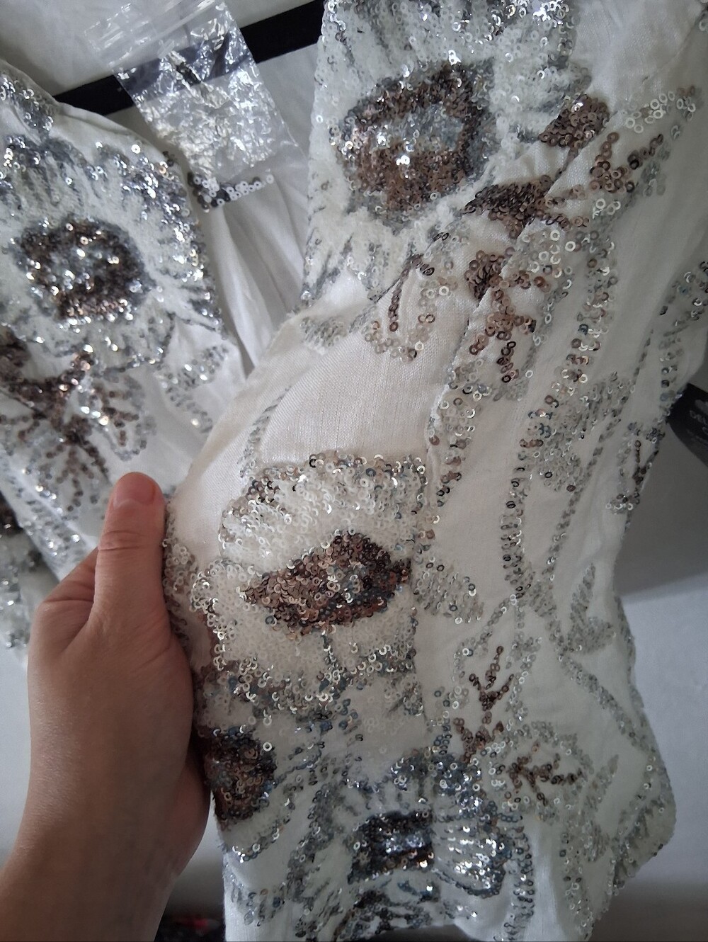 Boston Proper Embellished Floral Sequin Linen Jacket - Picture 13 of 13